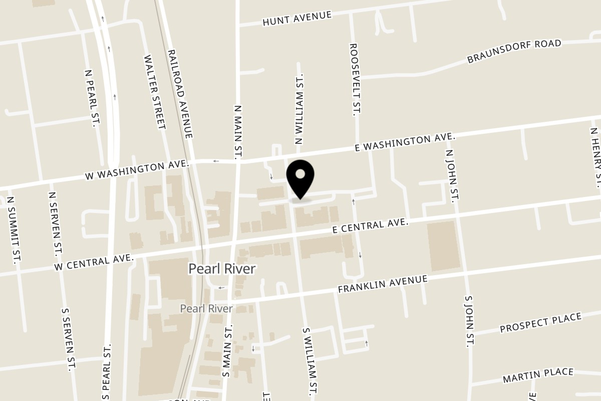 Map showing the location of Greek Town on 8 North William Street in Pearl River